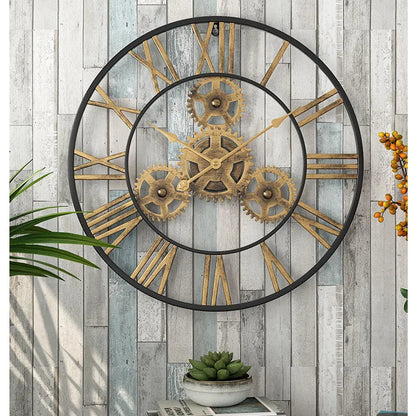 Horloge Murale Vintage Engrenages- Décoration Murale Rétro Élégante