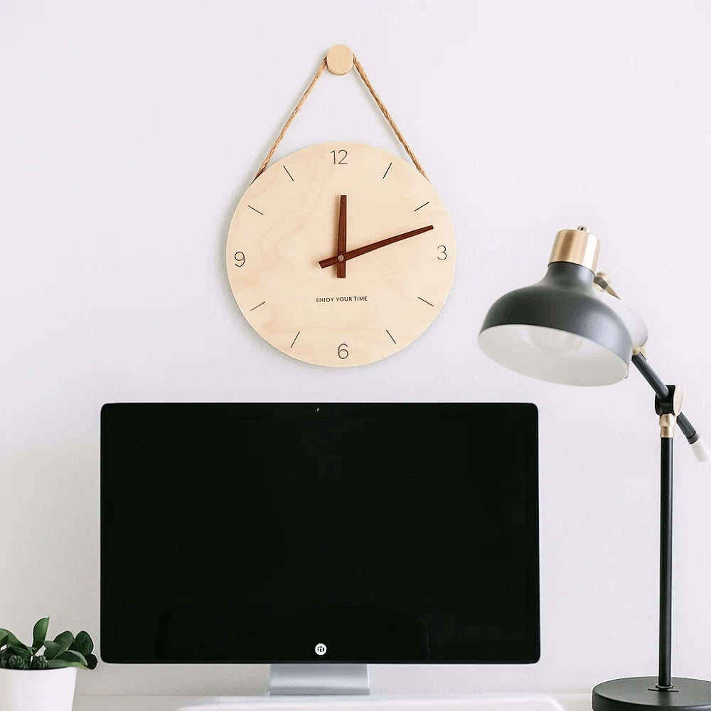 Horloge Murale silencieuse en Bois de Bouleau