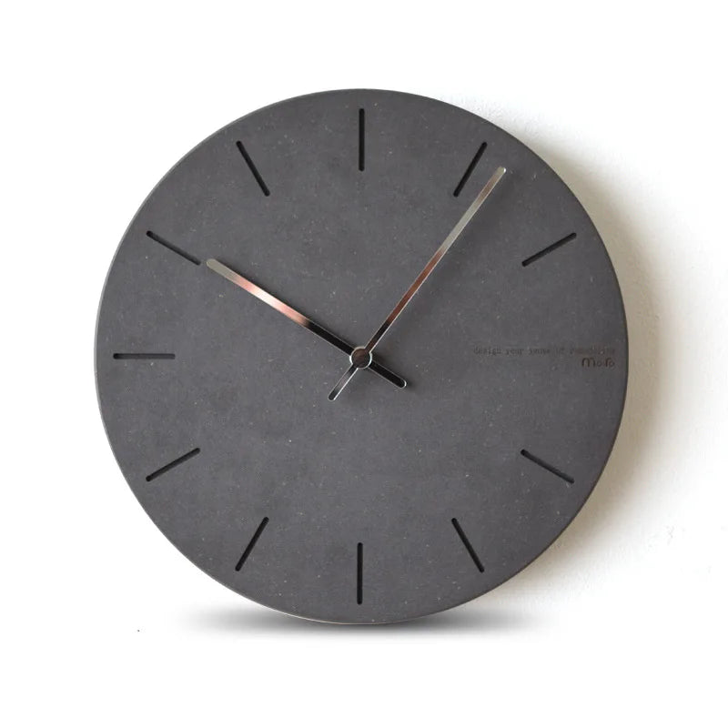 Horloge Murale Minimaliste en Bois – Effet Béton