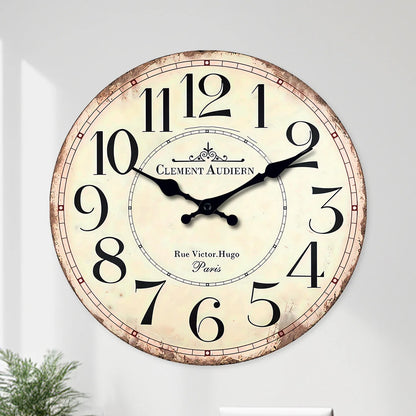 Horloge Murale Vintage en Bois Style Rétro Français