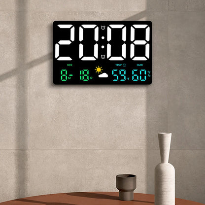 Horloge Murale digitale LED – Heure, Température & Météo