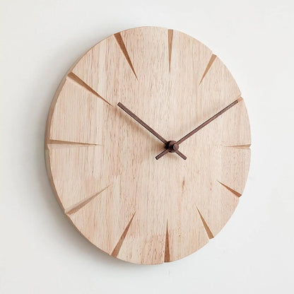 Horloge Murale Silencieuse en Bois Sculpté