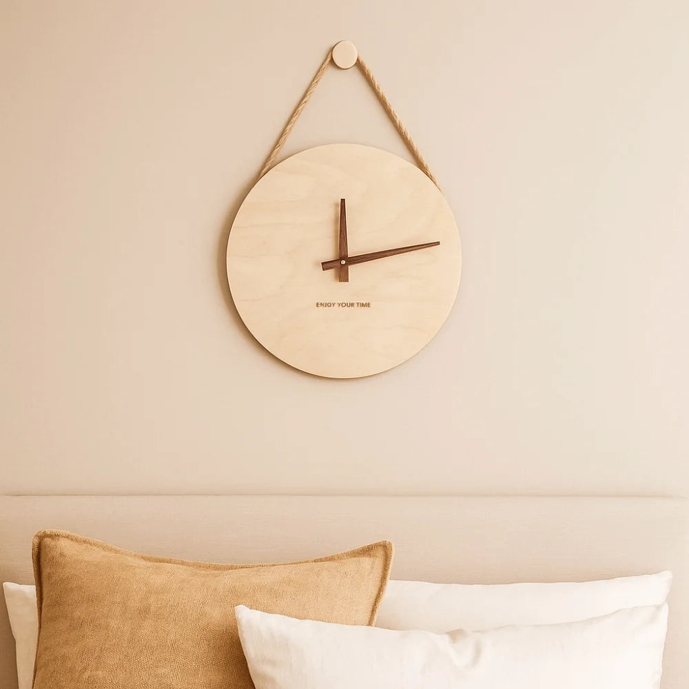 Horloge Murale silencieuse en Bois de Bouleau