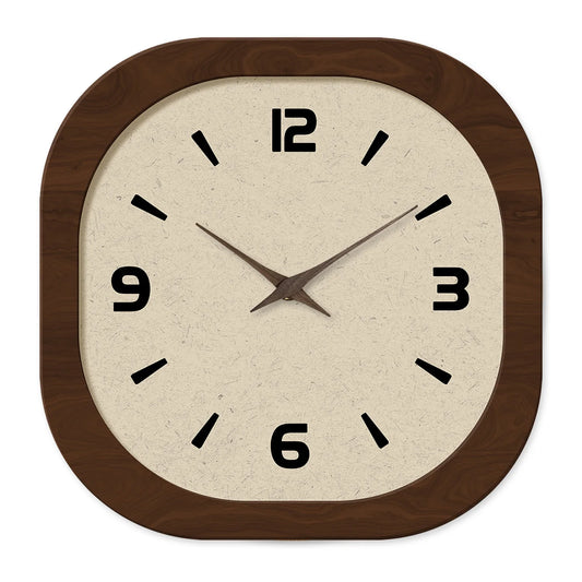 Horloge Murale Carrée Vintage en Bois – Silencieuse