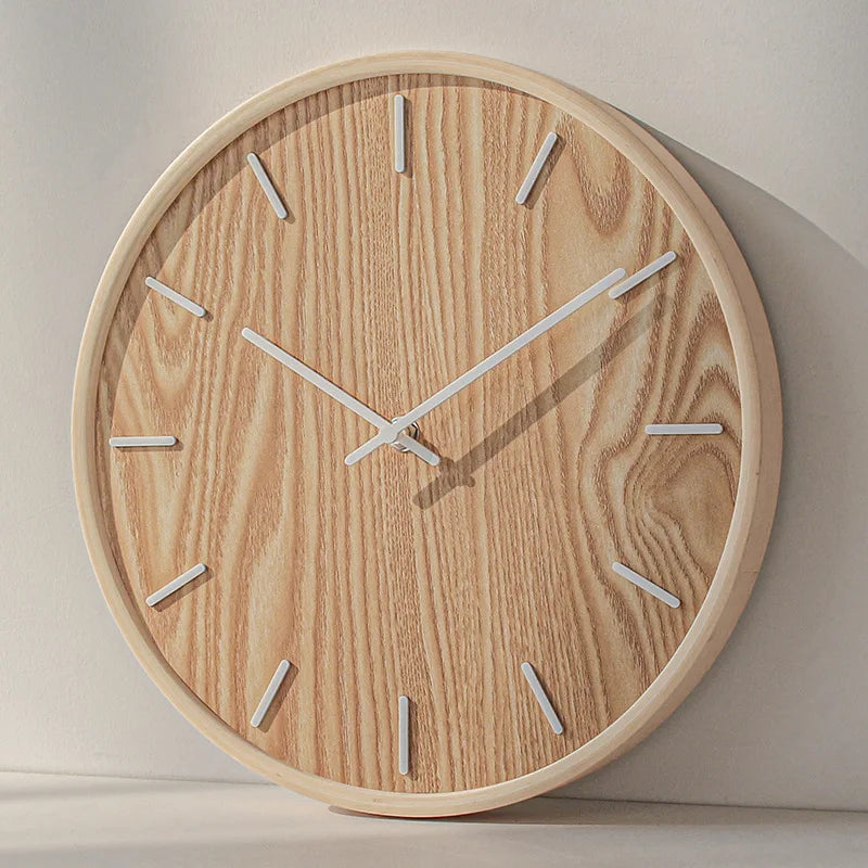 Horloge Murale silencieuse en Bois Naturel