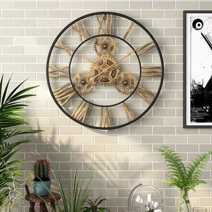 Horloge Murale Vintage Engrenages- Décoration Murale Rétro Élégante