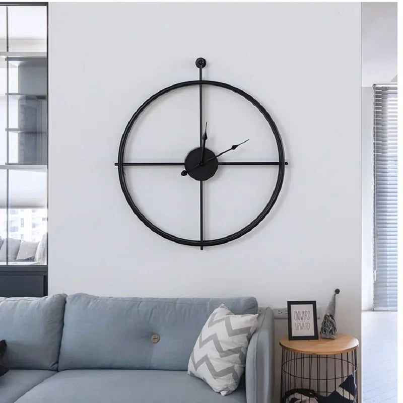 Grande Horloge Murale Design Luxe à Anneaux Sphériques
