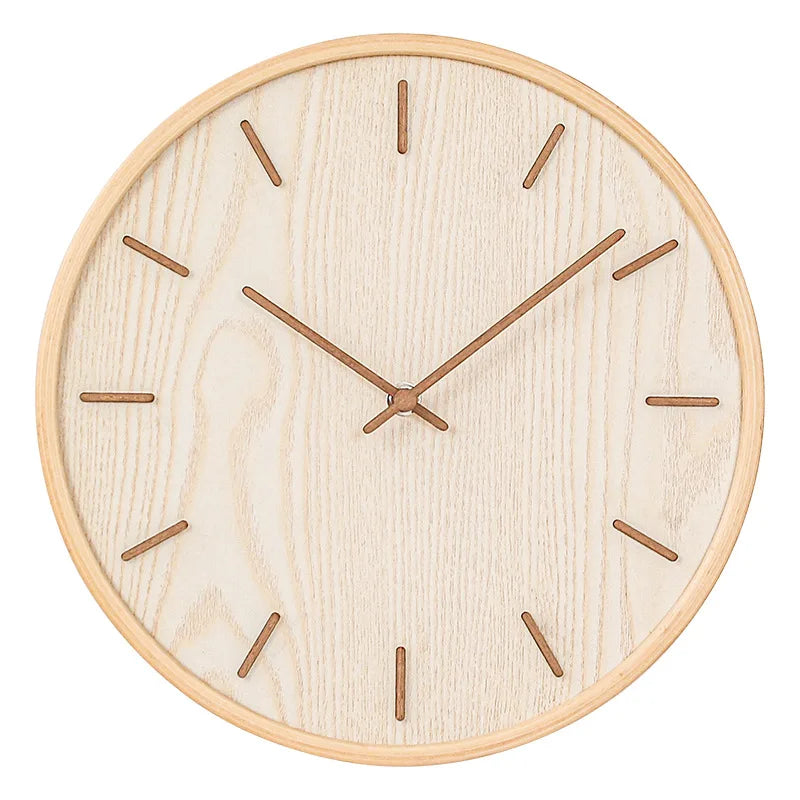 Horloge Murale silencieuse en Bois Naturel