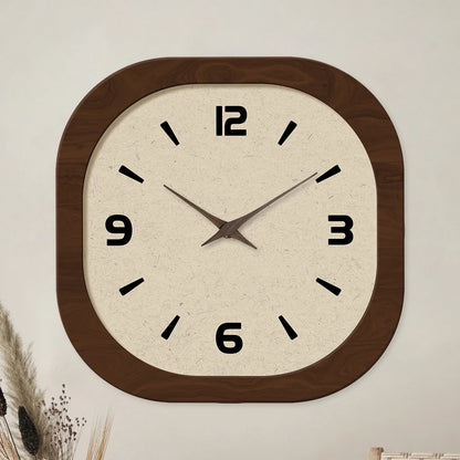 Horloge Murale Carrée Vintage en Bois – Silencieuse