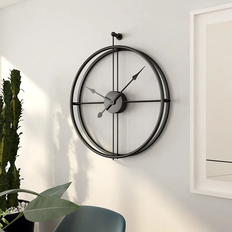 Grande Horloge Murale Design Luxe à Anneaux Sphériques