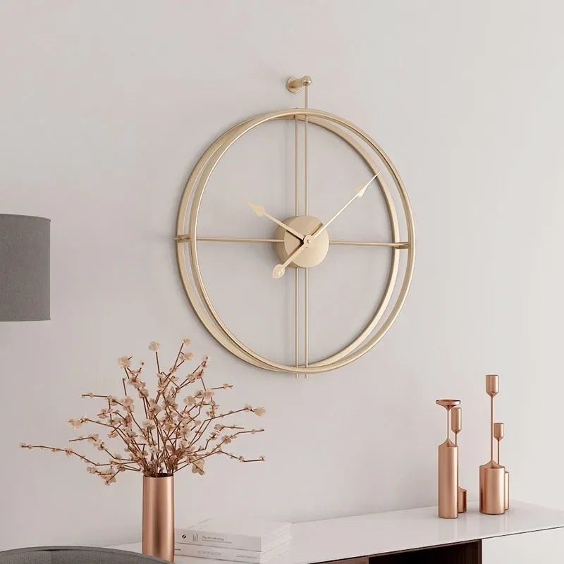 Grande Horloge Murale Design Luxe à Anneaux Sphériques