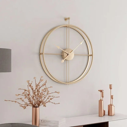 Grande Horloge Murale Design Luxe à Anneaux Sphériques