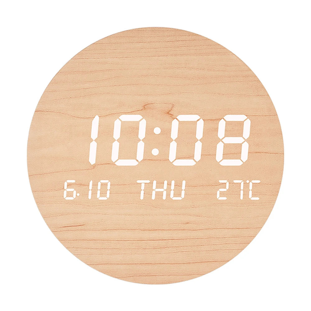 Horloge Murale digitale LED en Bois – Design Minimaliste