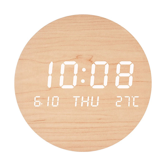 Horloge Murale digitale LED en Bois – Design Minimaliste