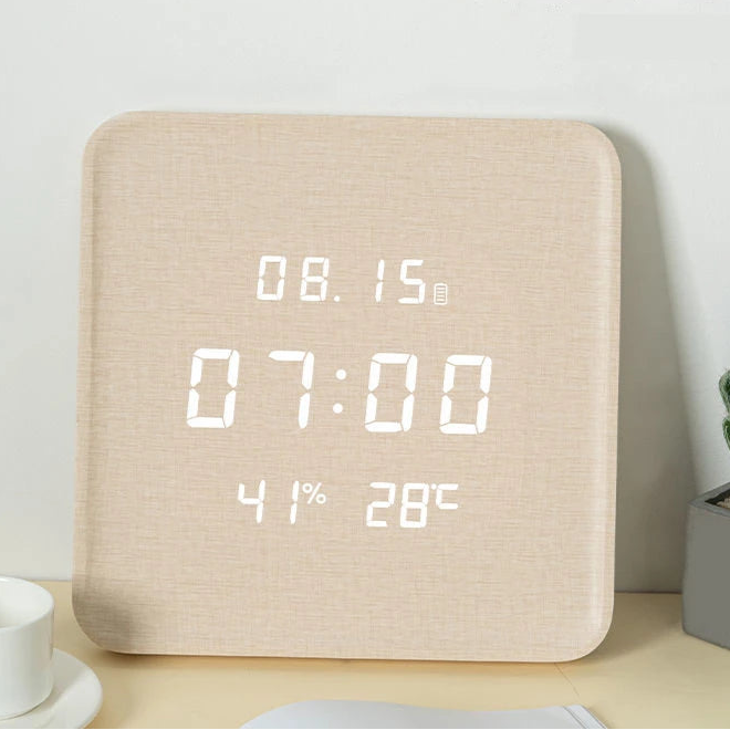 Horloge murale digitale en bois- Horloge numérique
