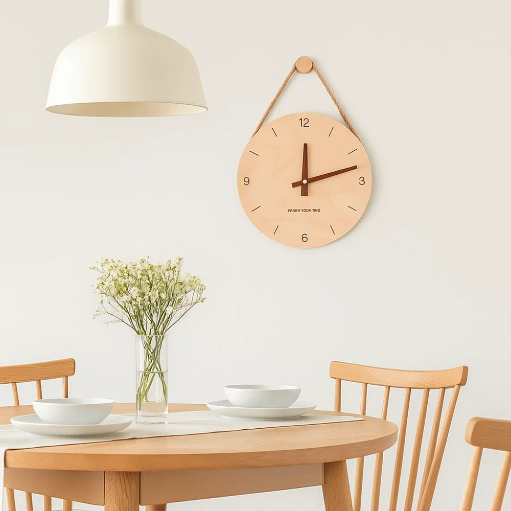 Horloge Murale silencieuse en Bois de Bouleau