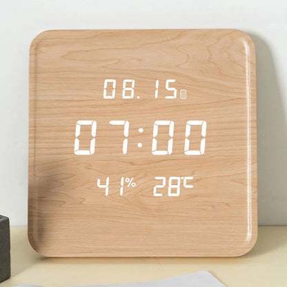 Horloge murale digitale en bois- Horloge numérique