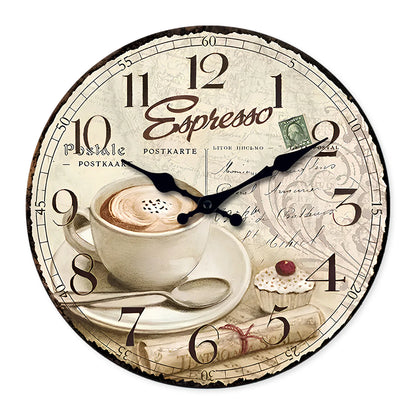 Horloge Murale Vintage Motif Café