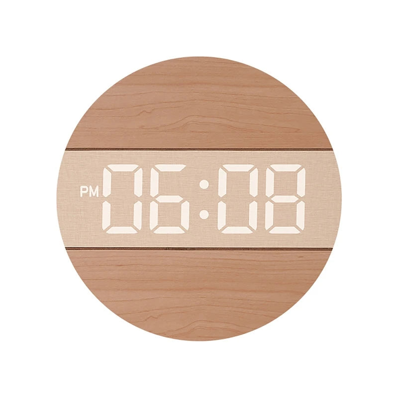 Horloge Murale digitale LED en Bois-  Numérique