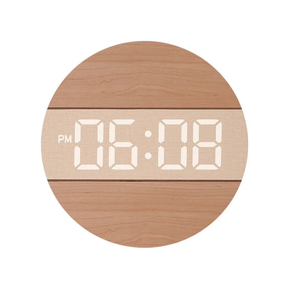 Horloge Murale digitale LED en Bois-  Numérique