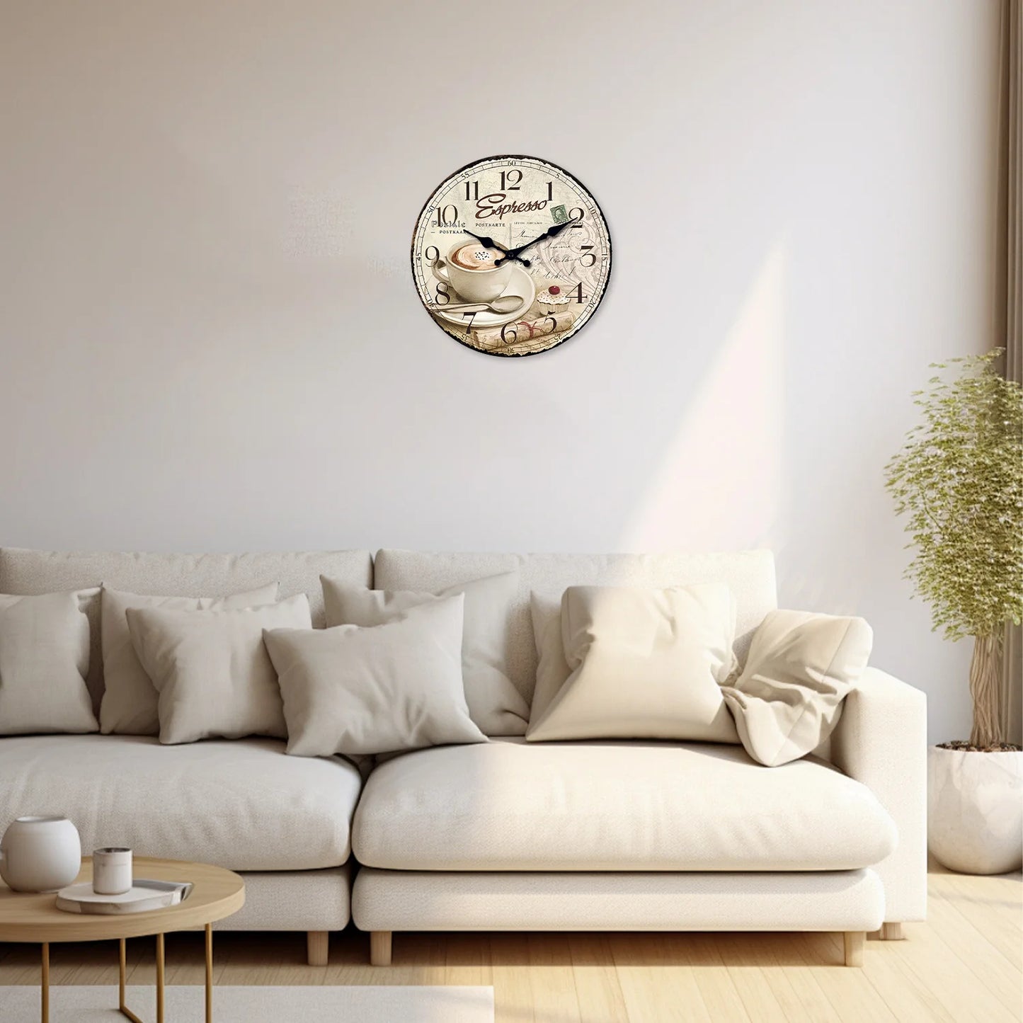 Horloge Murale Vintage Motif Café