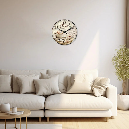 Horloge Murale Vintage Motif Café