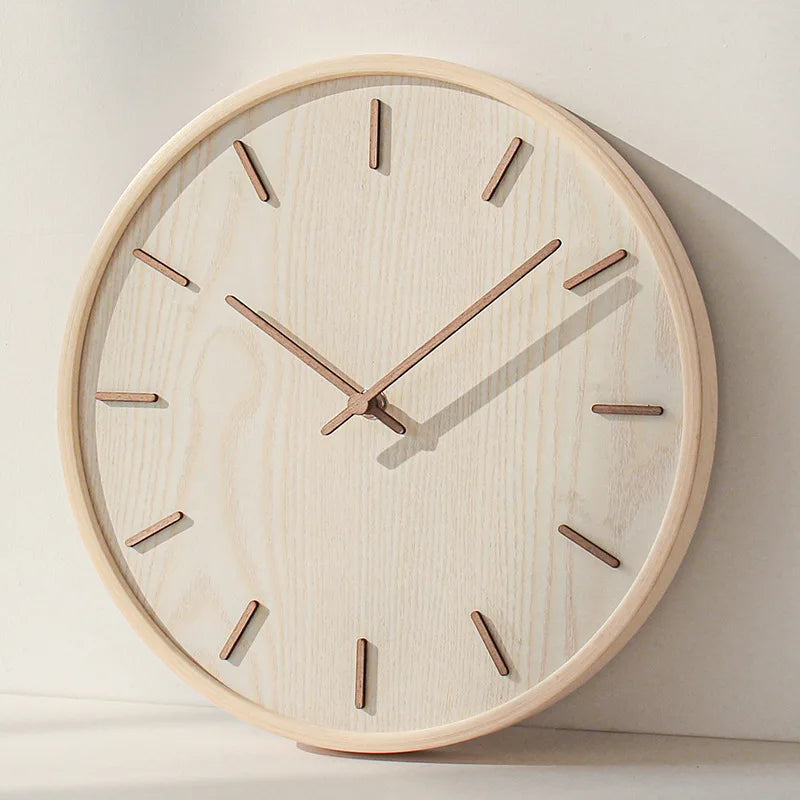 Horloge Murale silencieuse en Bois Naturel
