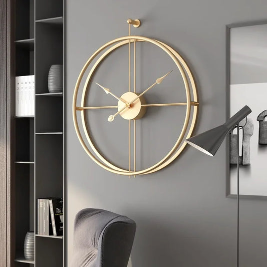Grande Horloge Murale Design Luxe à Anneaux Sphériques