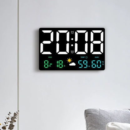 Horloge Murale digitale LED – Heure, Température & Météo