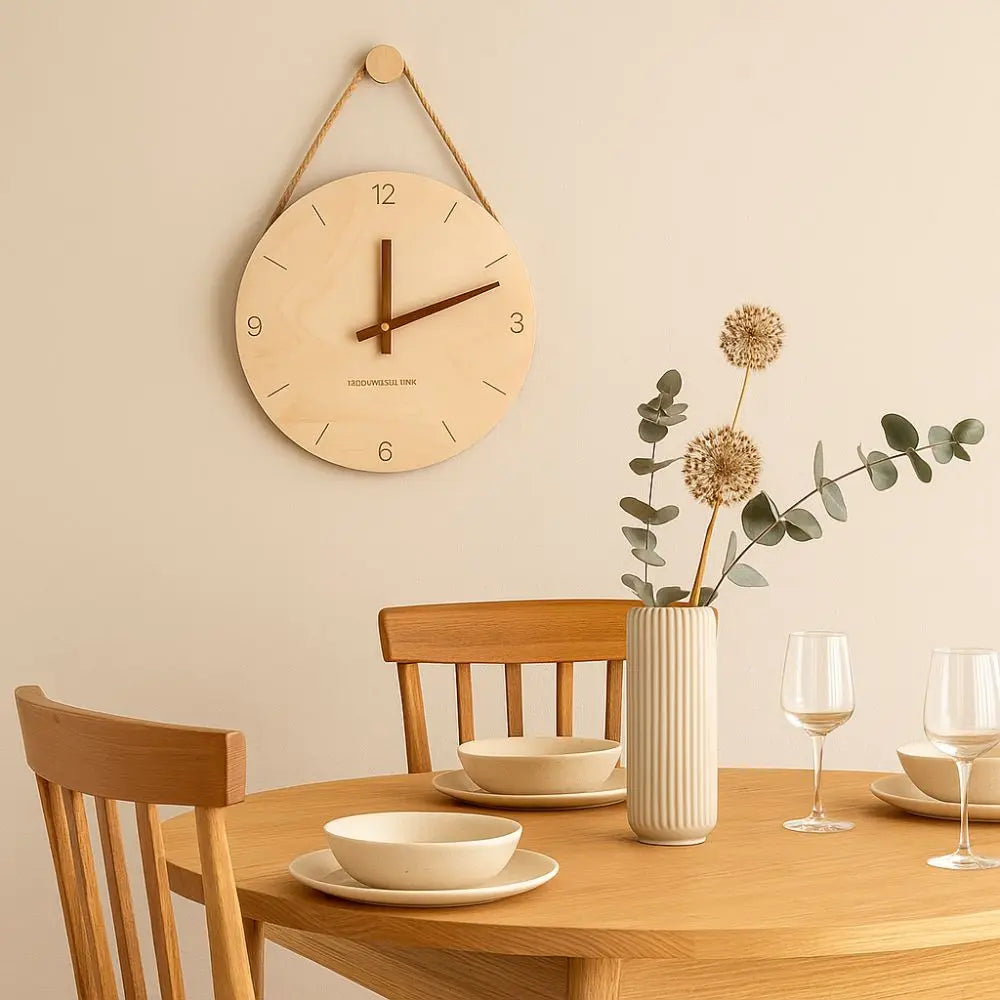 Horloge Murale silencieuse en Bois de Bouleau