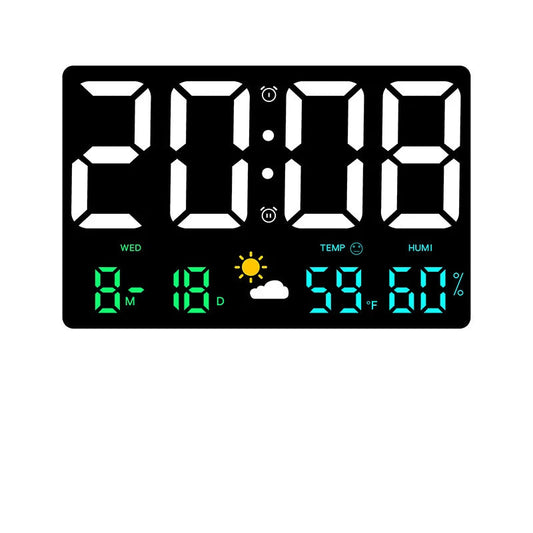Horloge Murale digitale LED – Heure, Température & Météo