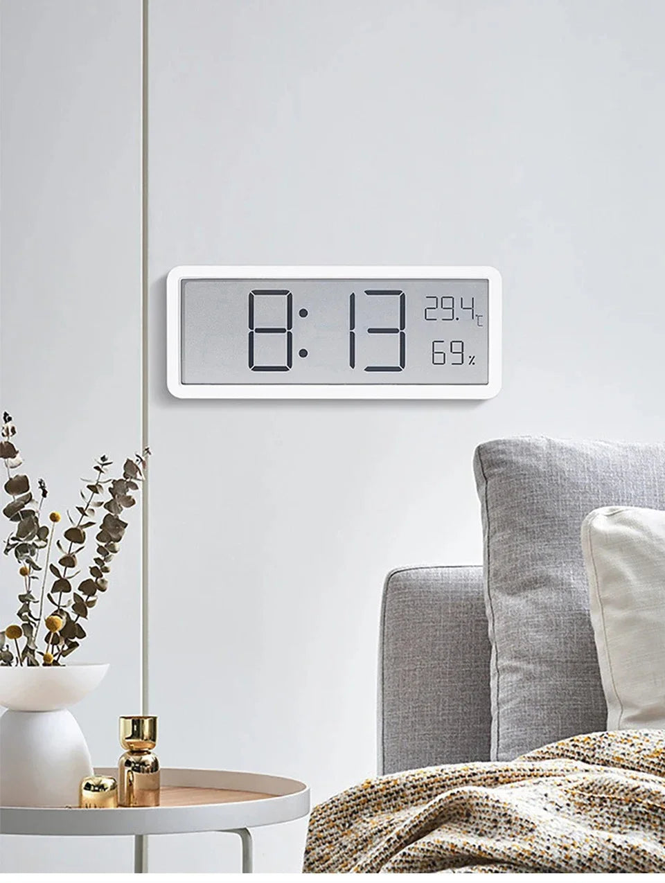 Horloge Murale Digitale LCD – Heure, Température, Humidité