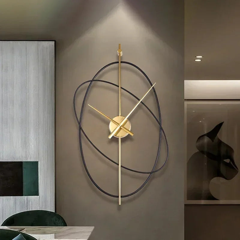 Horloge Murale Design Métal – Style Moderne avec Anneaux Décoratifs