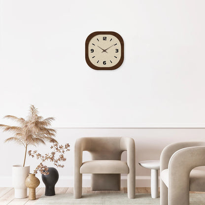 Horloge Murale Carrée Vintage en Bois – Silencieuse
