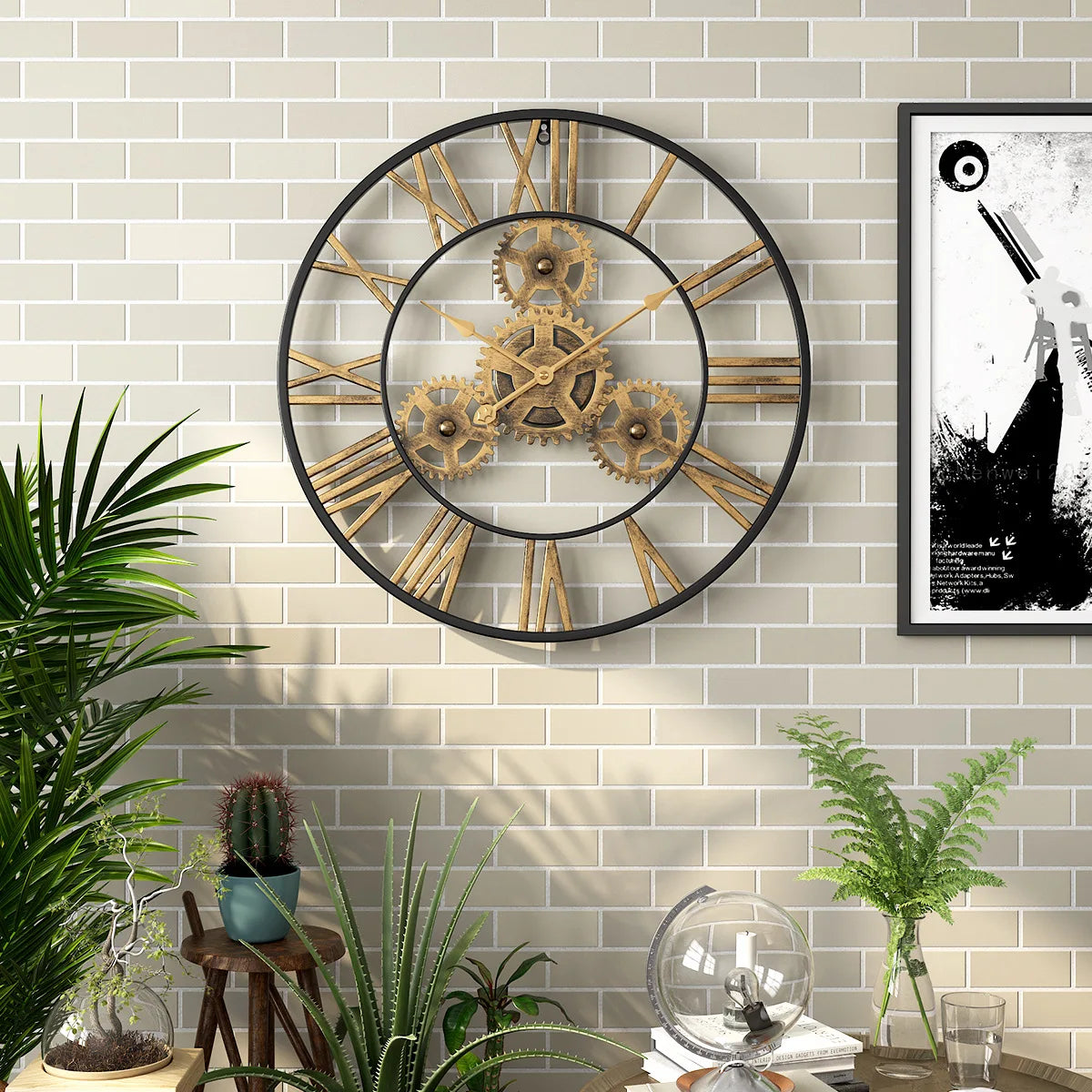 Horloge Murale Vintage Engrenages- Décoration Murale Rétro Élégante