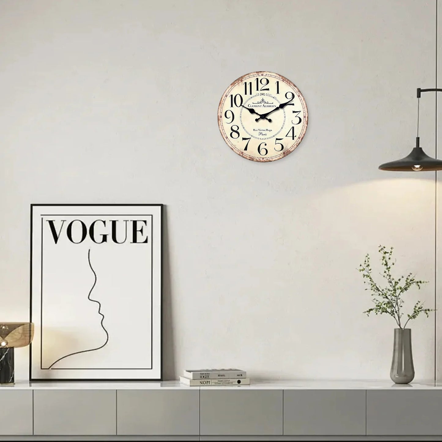 Horloge Murale Vintage en Bois Style Rétro Français