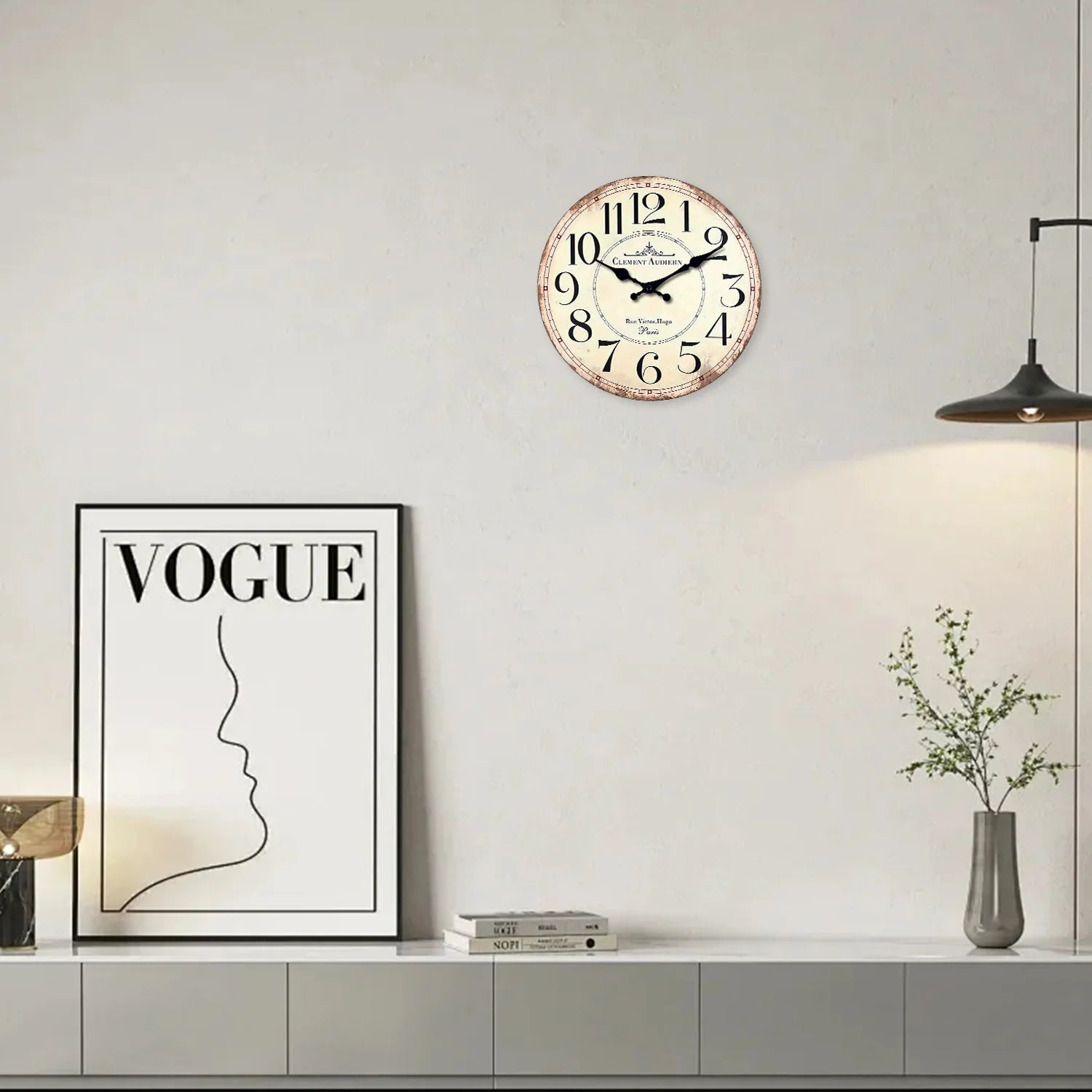 Horloge Murale Vintage en Bois Style Rétro Français