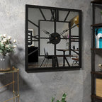 Grande Horloge Murale Miroir Carrée Design Moderne