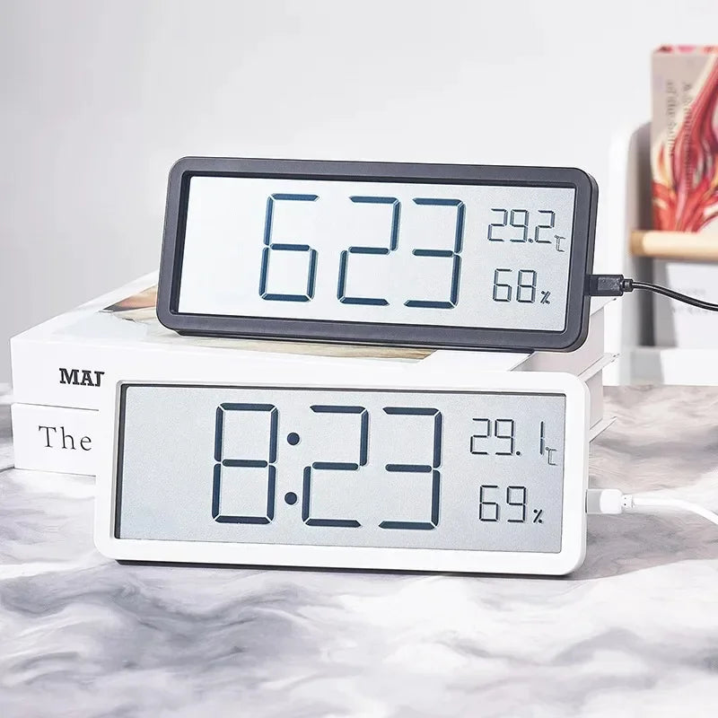 Horloge Murale Digitale LCD – Heure, Température, Humidité