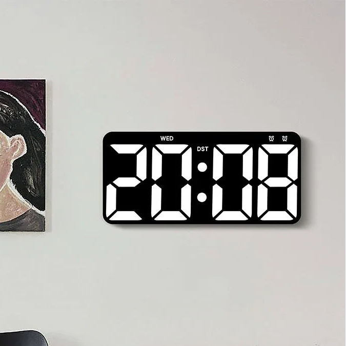 Horloge Murale Digitale LED Minimaliste – Silencieuse
