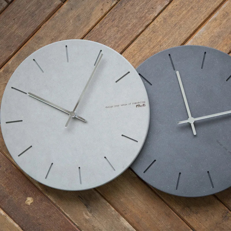 Horloge Murale Minimaliste en Bois – Effet Béton