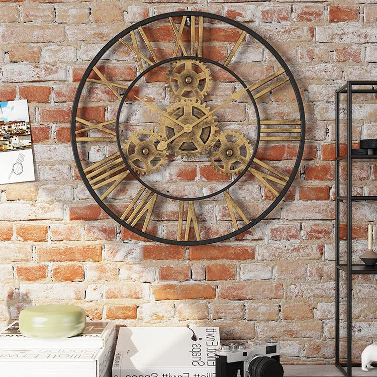 Horloge Murale Vintage Engrenages- Décoration Murale Rétro Élégante