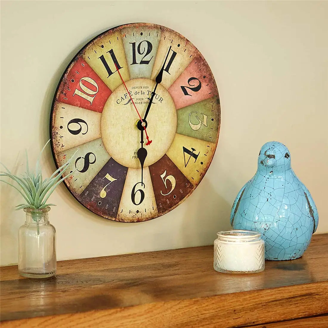 Horloge murale Vintage en Bois- Retro