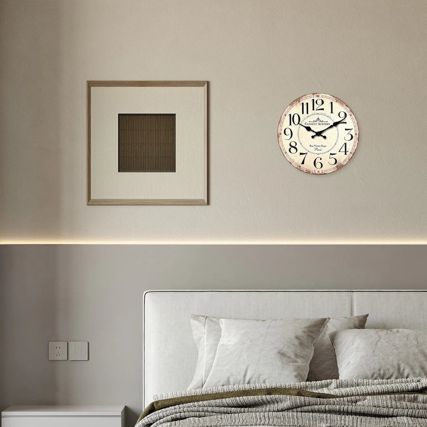 Horloge Murale Vintage en Bois Style Rétro Français