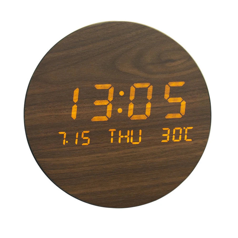 Horloge Murale digitale LED en Bois – Design Minimaliste