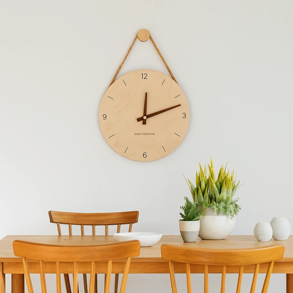 Horloge Murale silencieuse en Bois de Bouleau