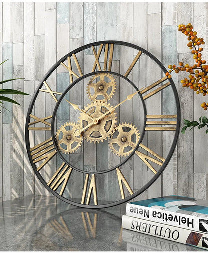 Horloge Murale Vintage Engrenages- Décoration Murale Rétro Élégante