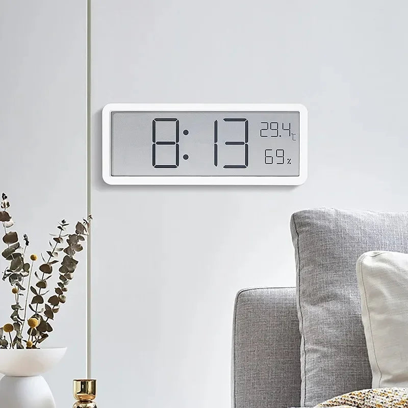 Horloge Murale Digitale LCD – Heure, Température, Humidité
