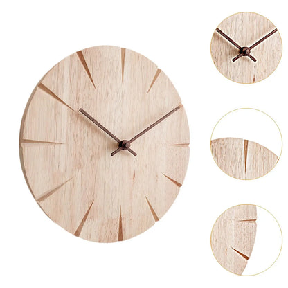 Horloge Murale Silencieuse en Bois Sculpté