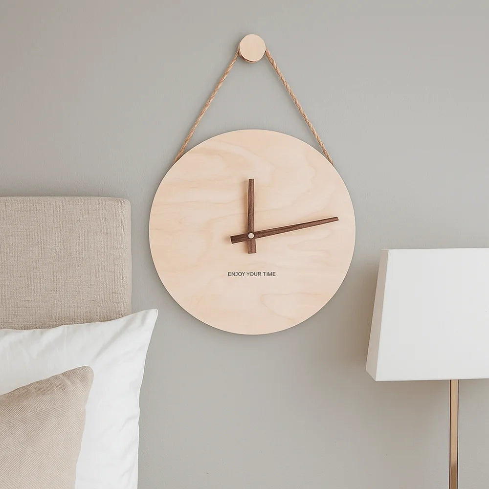 Horloge Murale silencieuse en Bois de Bouleau